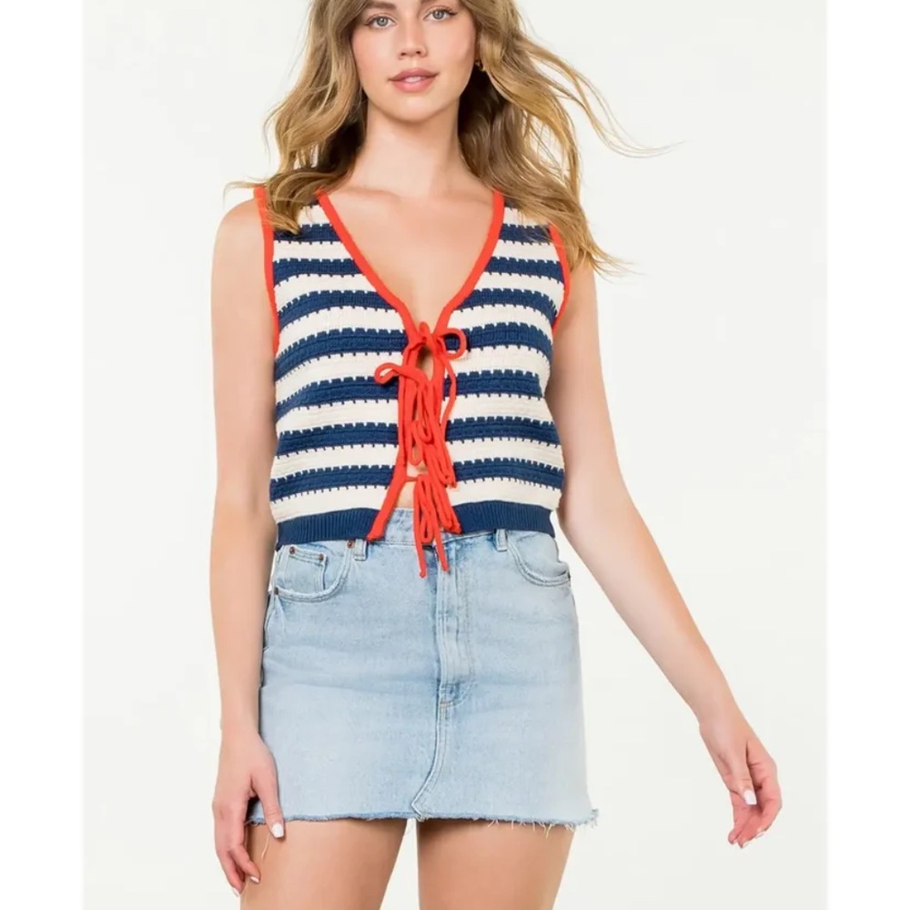 NWT THML Red white and blue knit vest